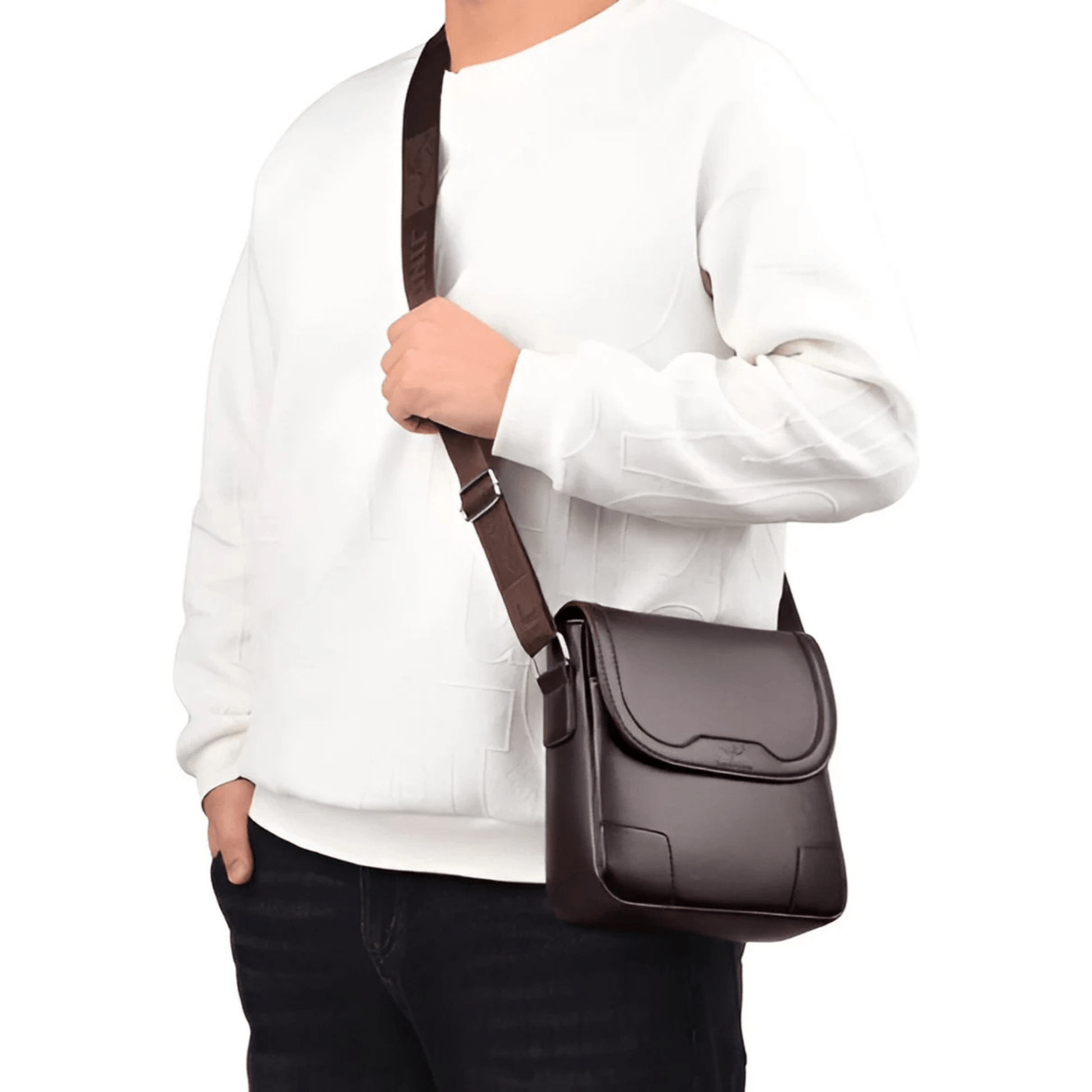 CarryQuest® - Luxe Heren Lederen Schoudertas - Waterdicht Zakelijke Handtas - Bruin