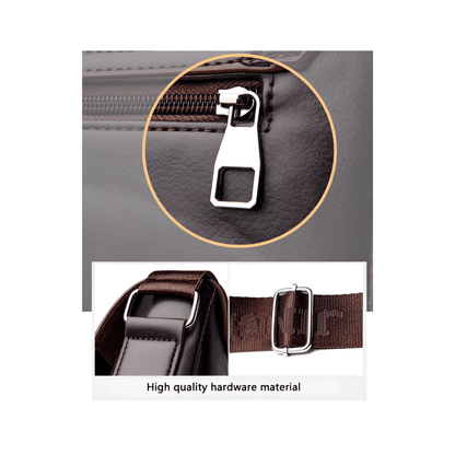 CarryQuest® - Luxe Heren Lederen Schoudertas - Waterdicht Zakelijke Handtas - Zwart