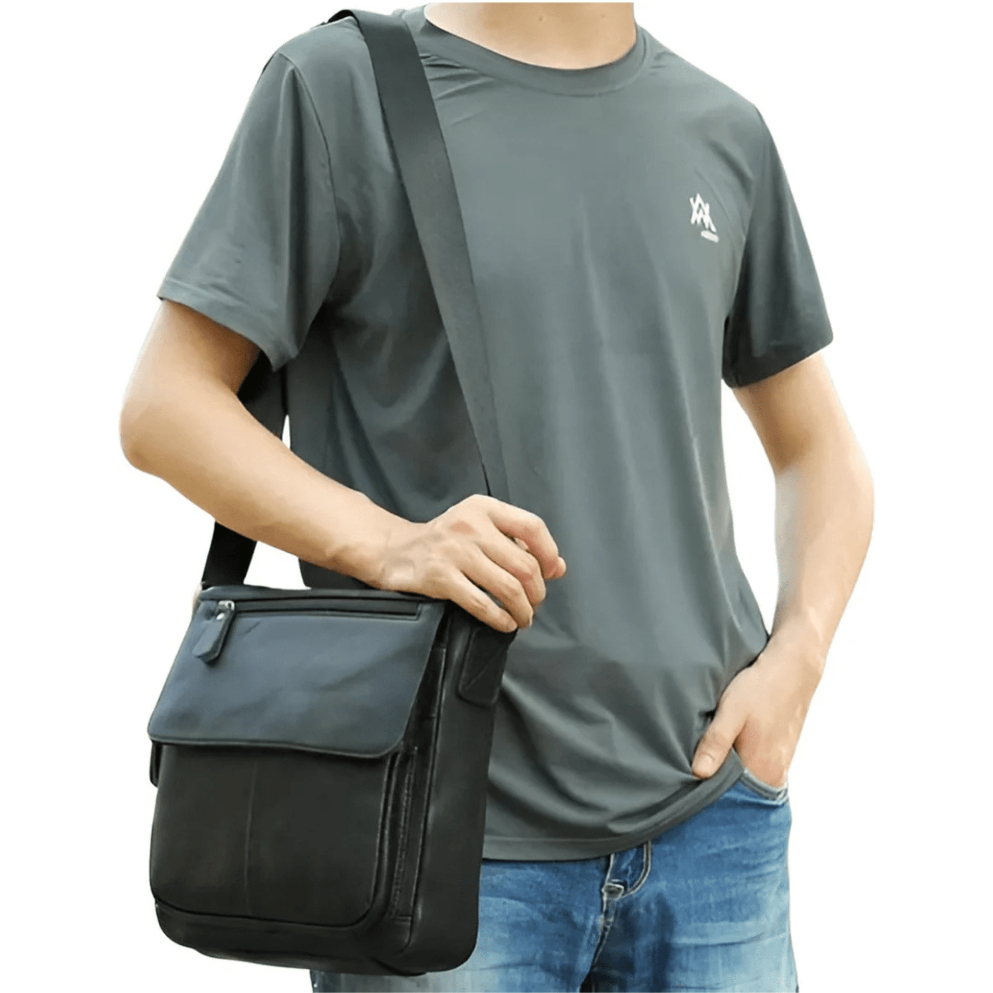 CarryQuest® - Mannen Schoudertas - Handtas Heren Sling Pack Voor Werk - Zwart