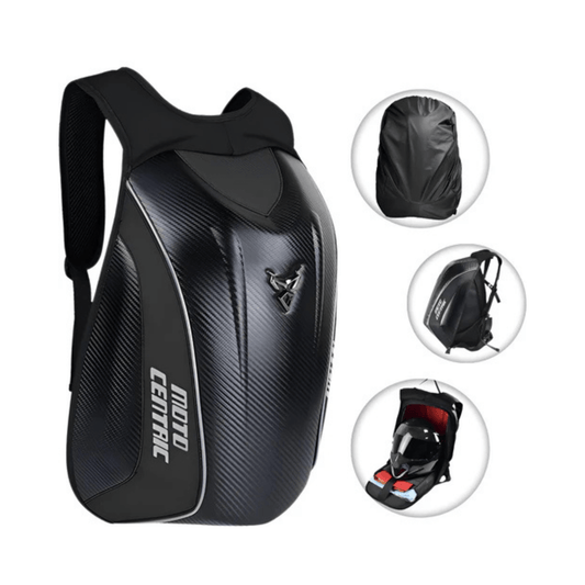 CarryQuest® - Motor Helm Rugzak - Laptop Rugzak 15” - Verstelbare Schouder - Hard Shell - Zwart