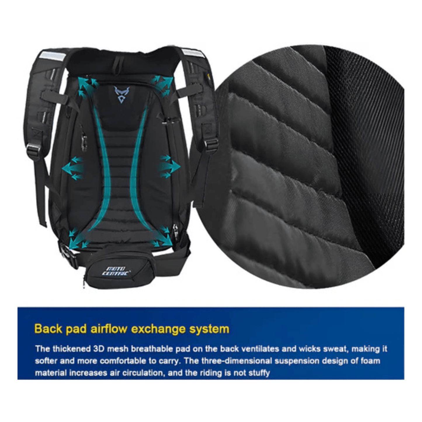 CarryQuest® - Motor Helm Rugzak - Laptop Rugzak 15” - Verstelbare Schouder - Hard Shell - Zwart