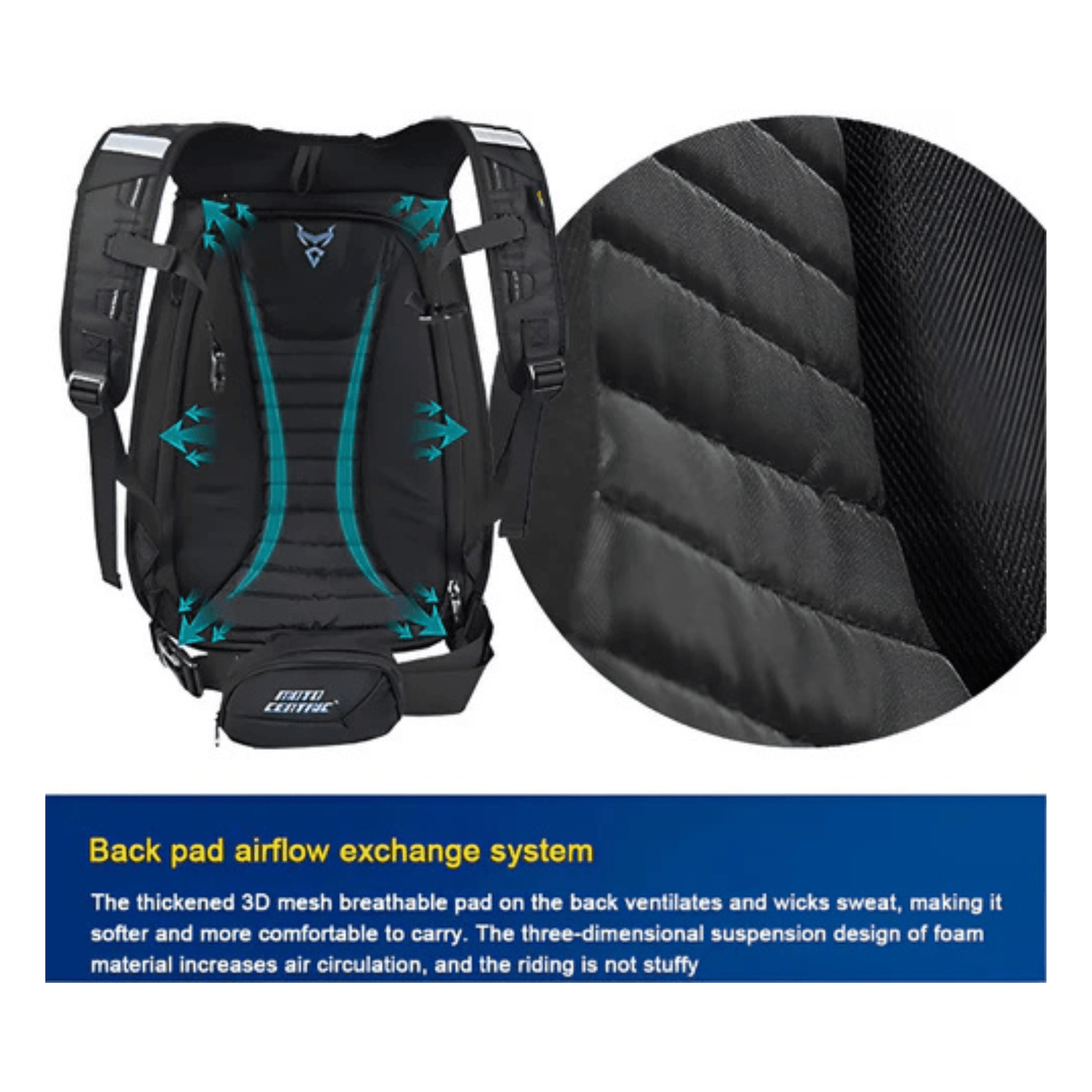 CarryQuest® - Motor Helm Rugzak - Laptop Rugzak 15” - Verstelbare Schouder - Hard Shell - Zwart