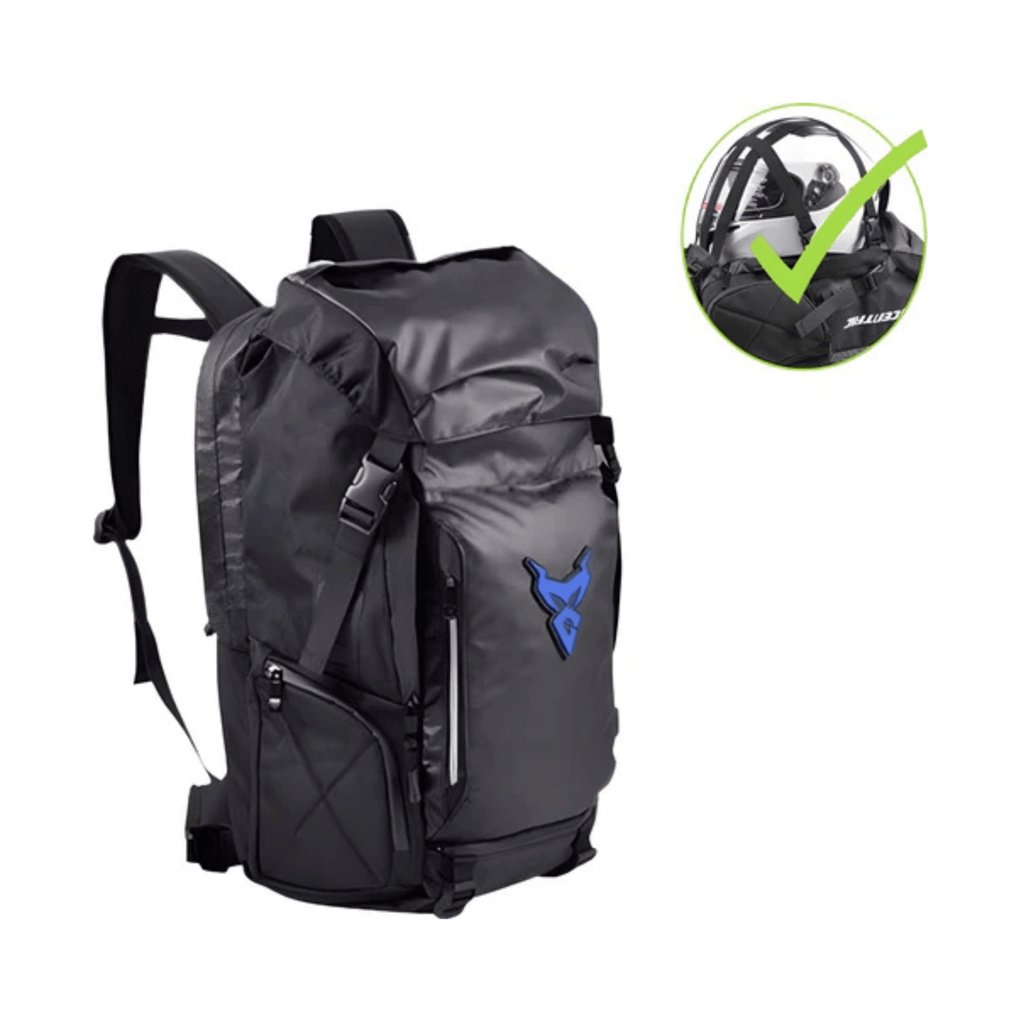 CarryQuest® - Motor Rugzak - 48L - Waterdichte Rugzak - Motortransport - Laptop Backpack - Zwart/Blauw