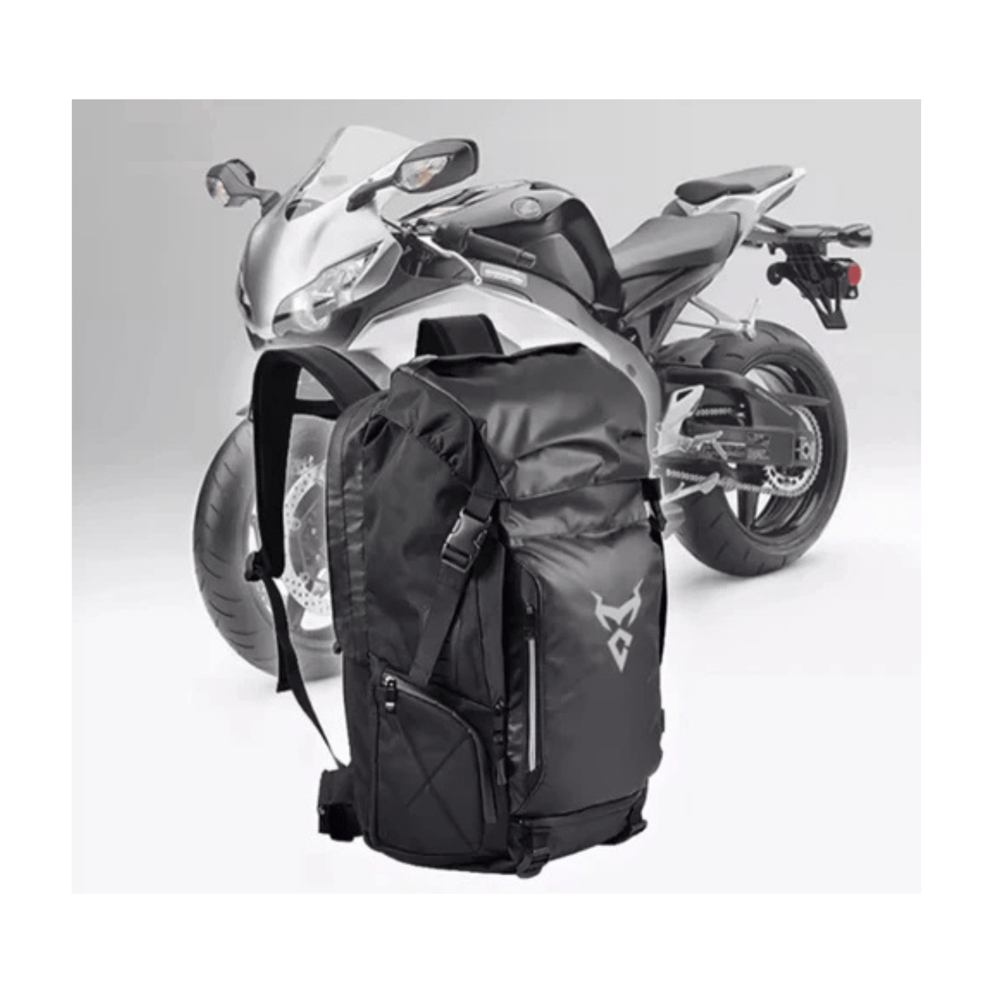 CarryQuest® - Motor Rugzak - 48L - Waterdichte Rugzak - Motortransport - Laptop Backpack - Zwart/Grijs