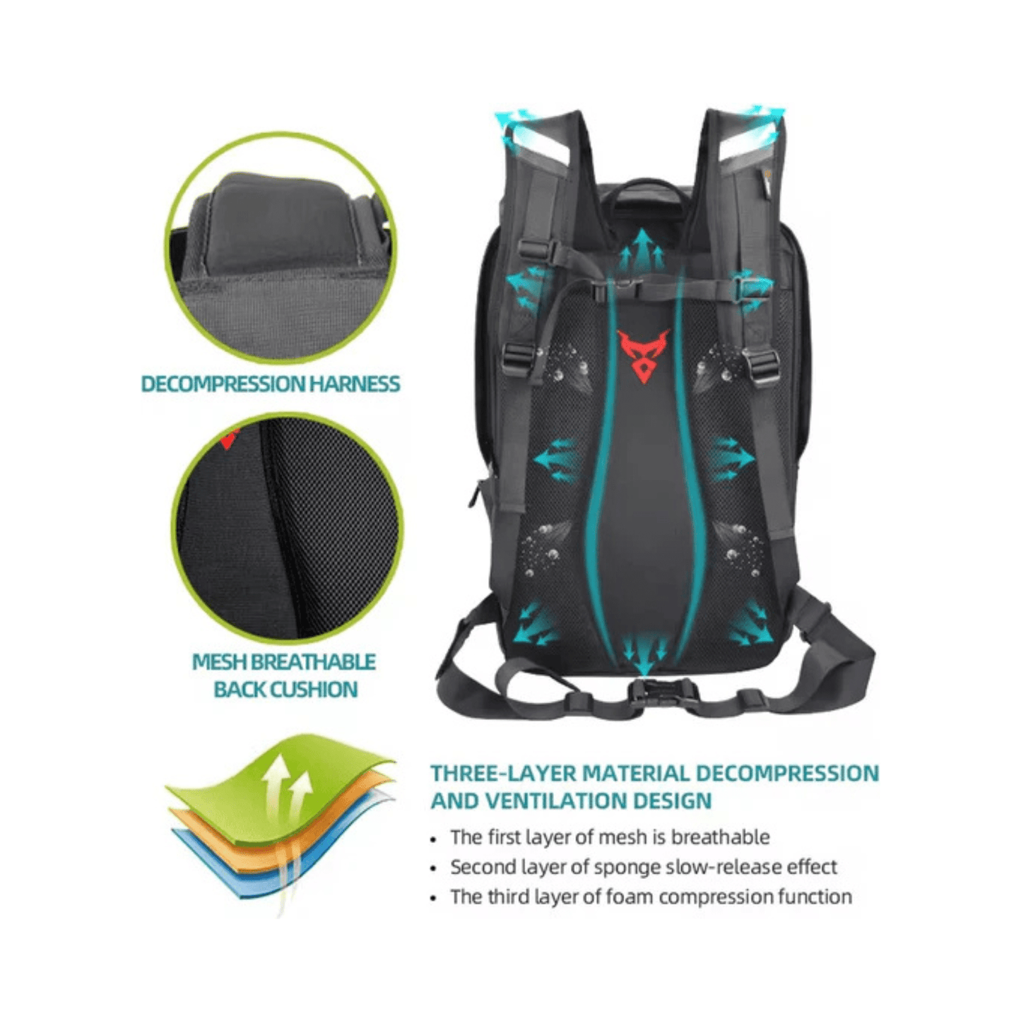 CarryQuest® - Motor Rugzak - 48L - Waterdichte Rugzak - Motortransport - Laptop Backpack - Zwart/Groen
