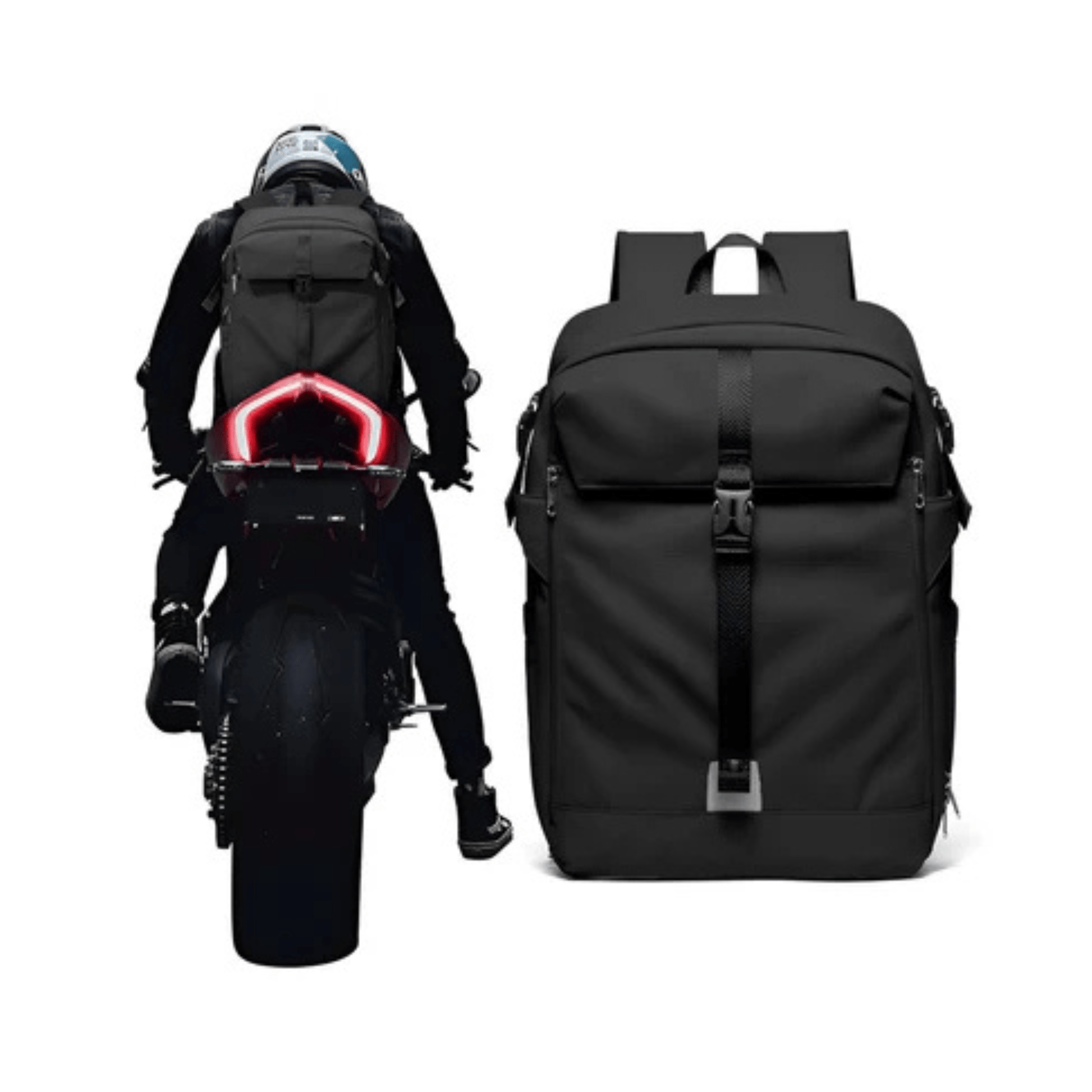 CarryQuest® - Motor Rugzak - Waterdichte Rugzak - Duurzaam Nylon - Schouderbanden - Zwart