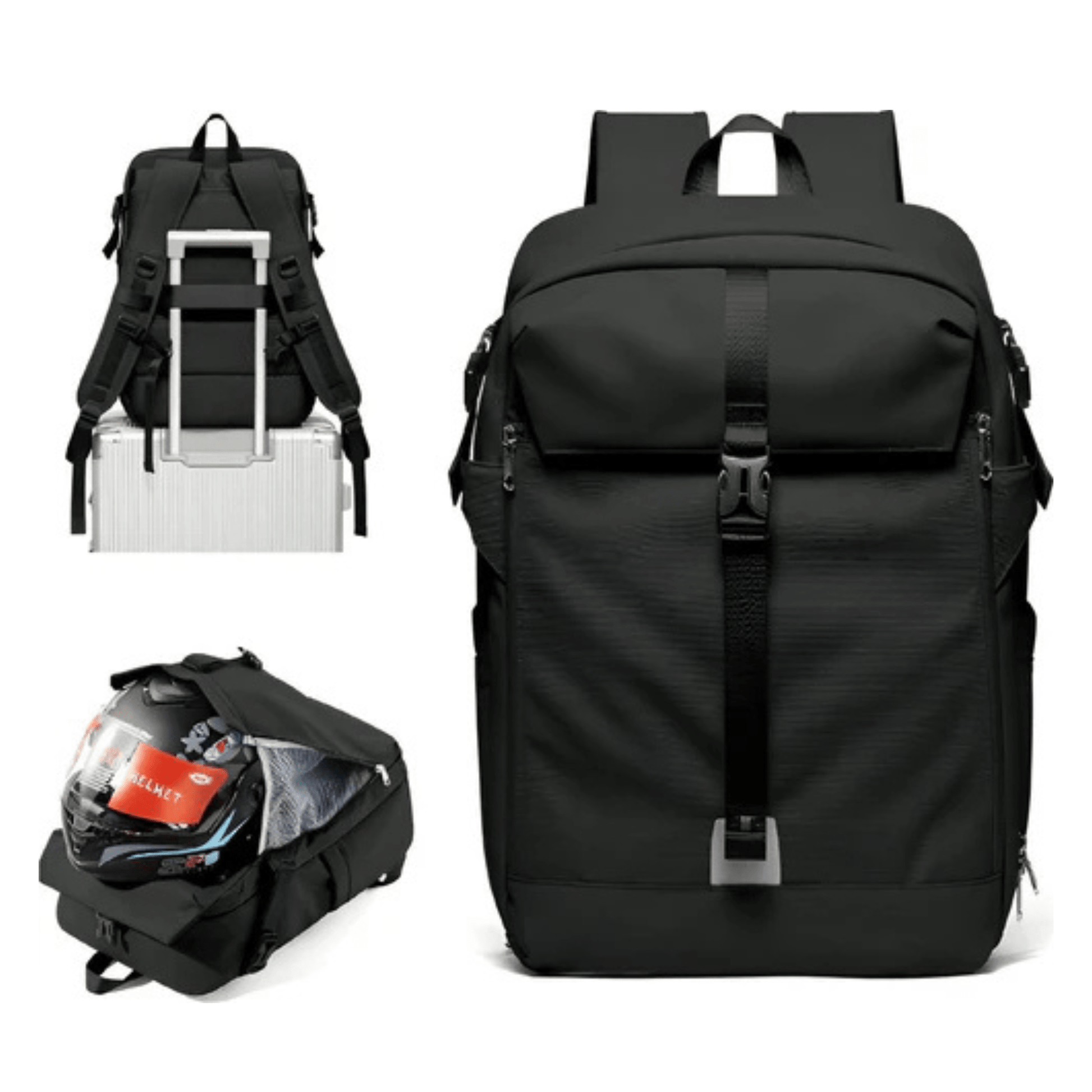 CarryQuest® - Motor Rugzak - Waterdichte Rugzak - Duurzaam Nylon - Schouderbanden - Zwart