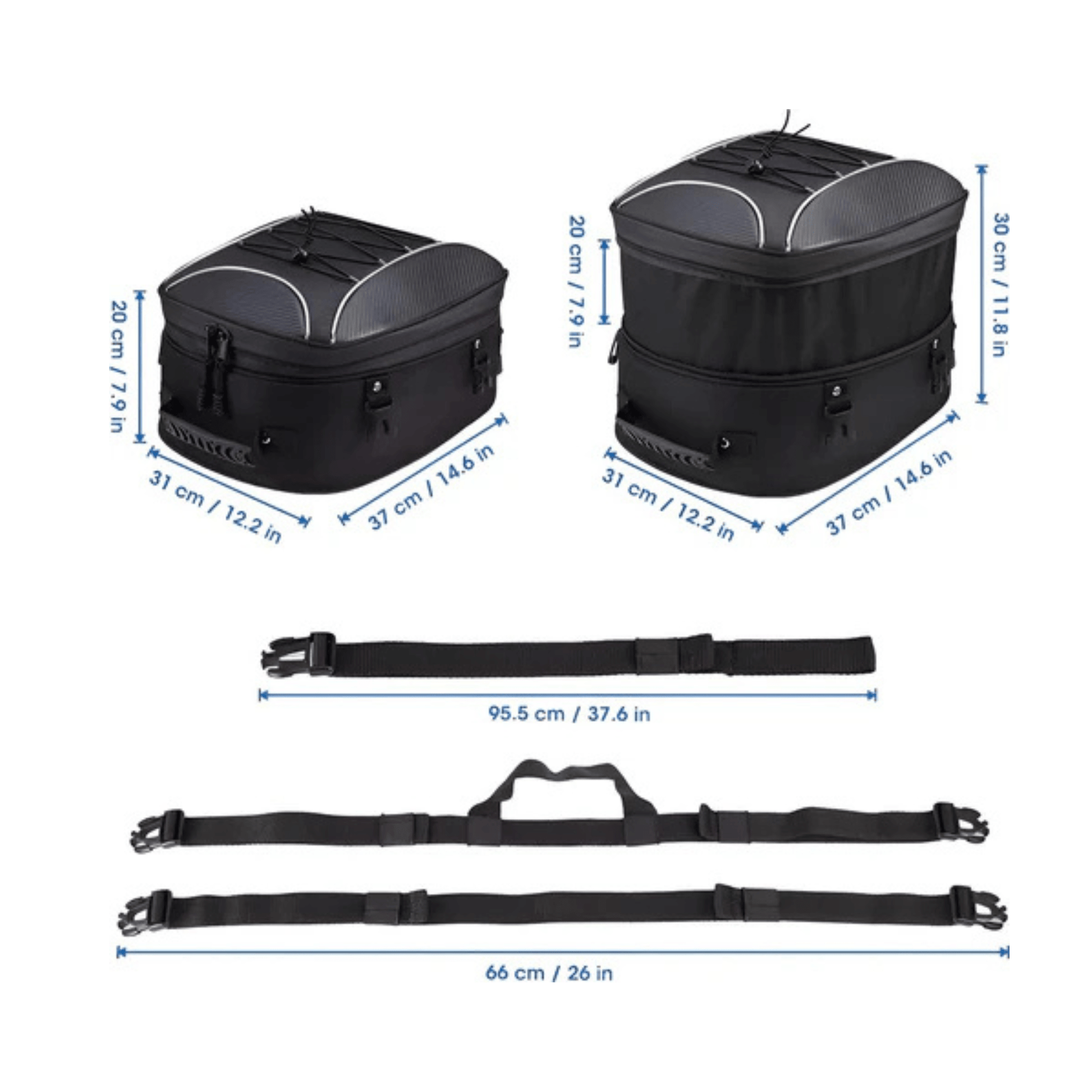 CarryQuest® - Motor Rugzak - Zadeltas Motor - 7 - 12 Liter Capaciteit - Waterdicht Oxford Stof - Zwart