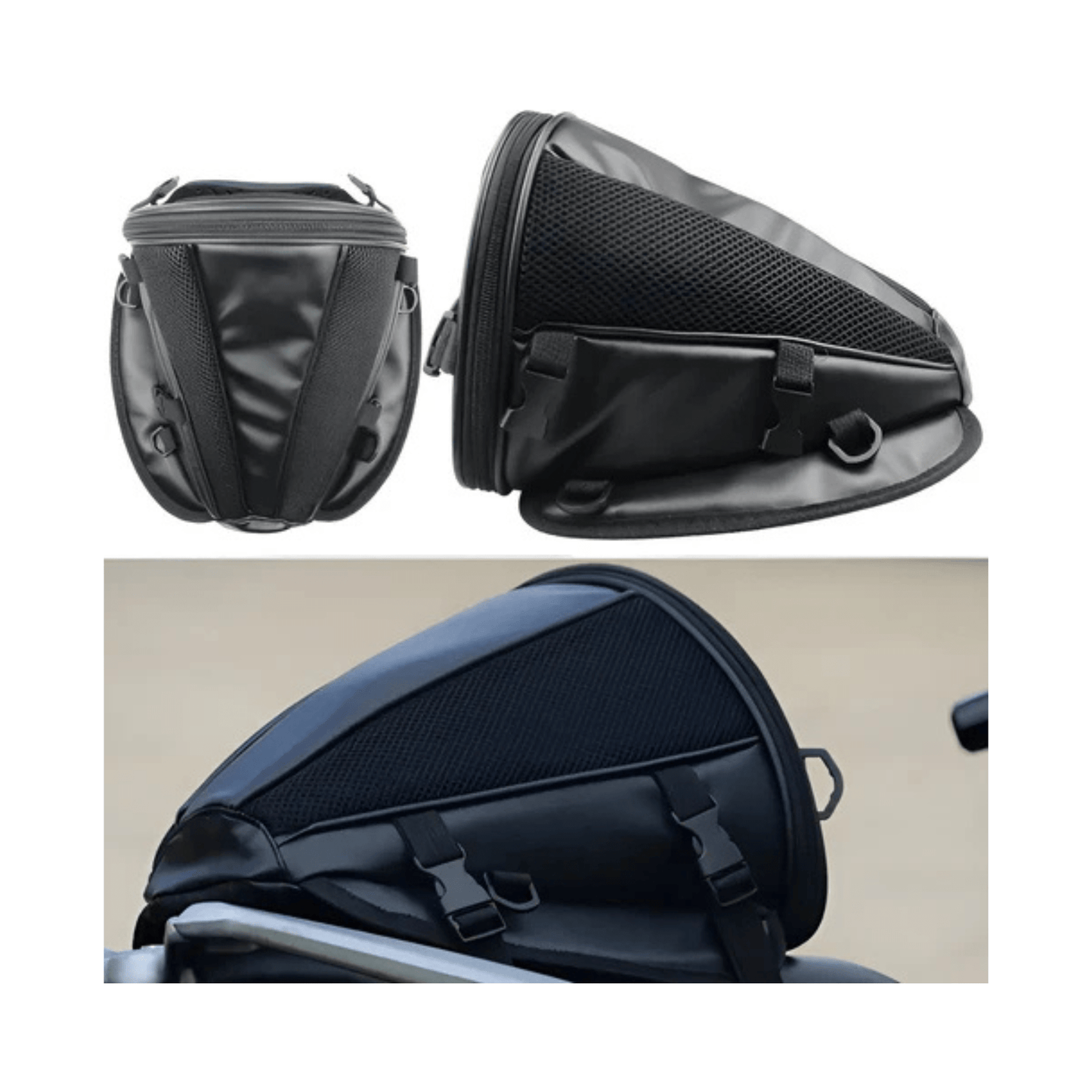 CarryQuest® - Motor Rugzak - Zadeltas Motor - Motorfiets Rugzak - Waterdicht + Lichtgewicht + 15L Capaciteit - Zwart - Duurzaam PU/Polyester - Zwart