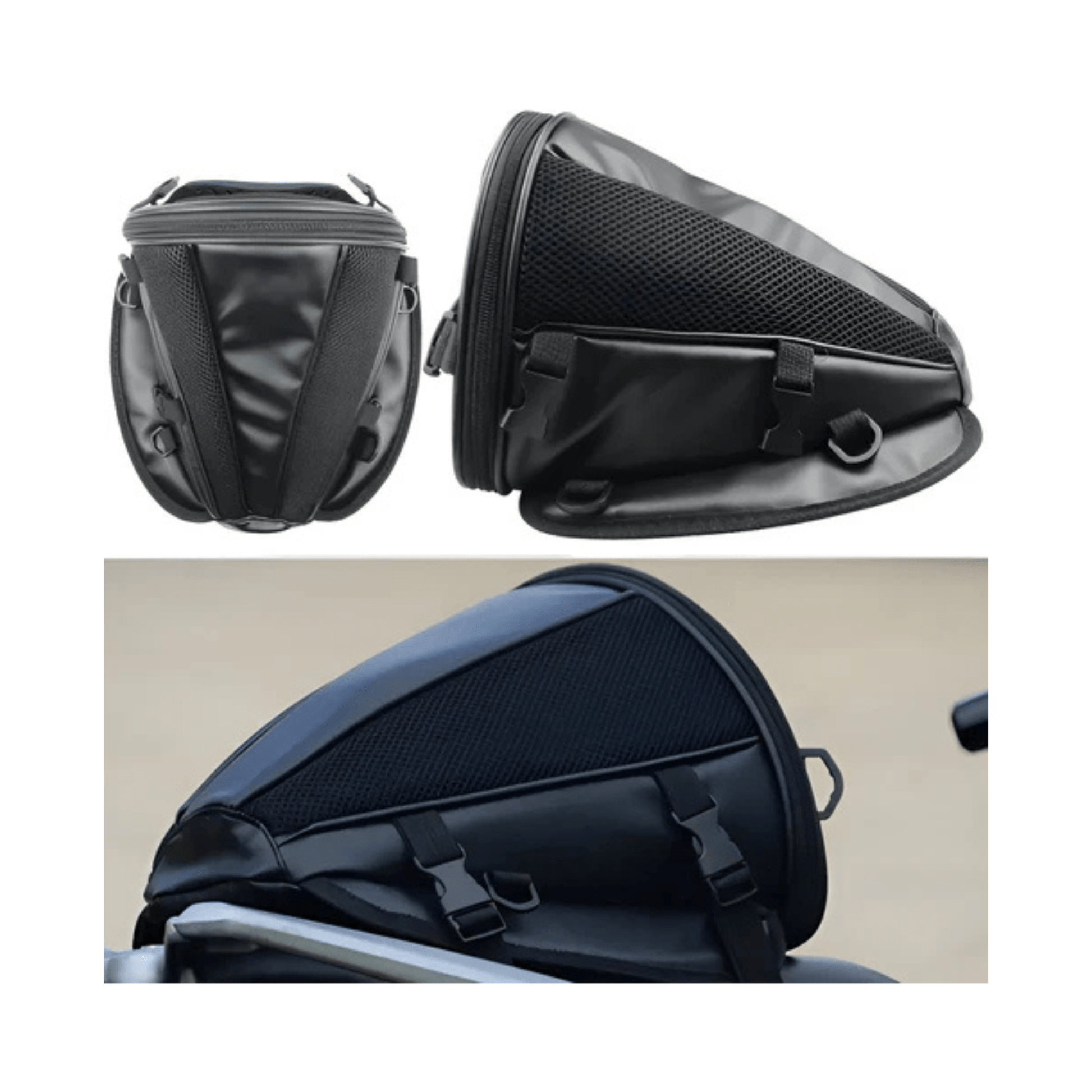 CarryQuest® - Motor Rugzak - Zadeltas Motor - Motorfiets Rugzak - Waterdicht + Lichtgewicht + 15L Capaciteit - Zwart - Duurzaam PU/Polyester - Zwart