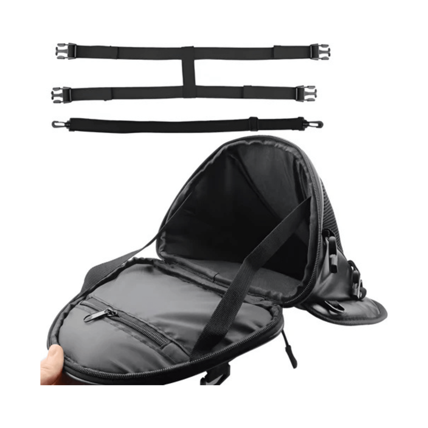 CarryQuest® - Motor Rugzak - Zadeltas Motor - Motorfiets Rugzak - Waterdicht + Lichtgewicht + 15L Capaciteit - Zwart - Duurzaam PU/Polyester - Zwart
