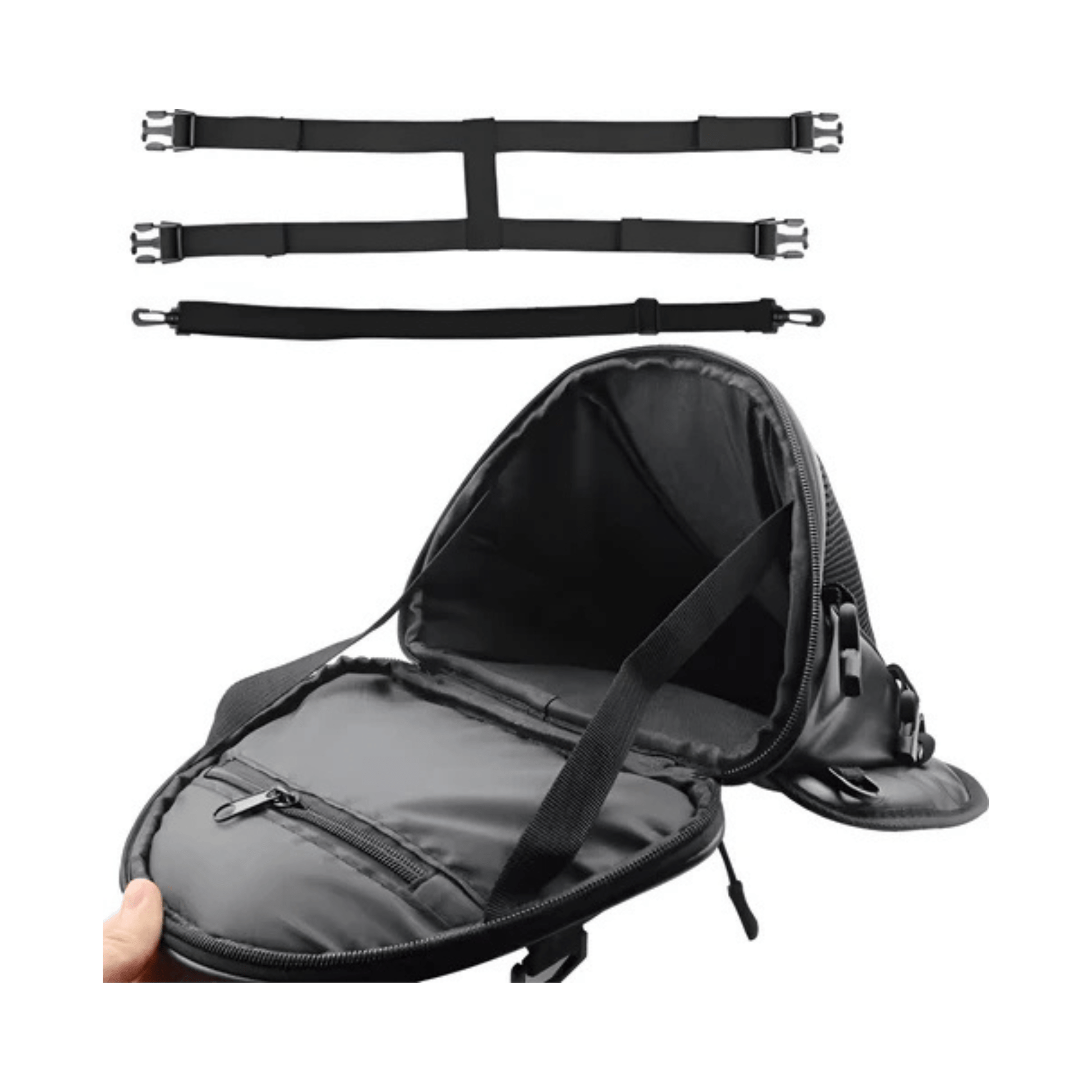 CarryQuest® - Motor Rugzak - Zadeltas Motor - Motorfiets Rugzak - Waterdicht + Lichtgewicht + 15L Capaciteit - Zwart - Duurzaam PU/Polyester - Zwart