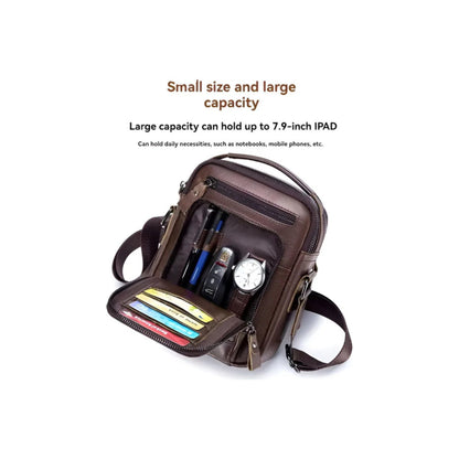 CarryQuest® Multifunctionele Kleine Reistas - Echt Leer - Compact en Stijlvol - Khaki