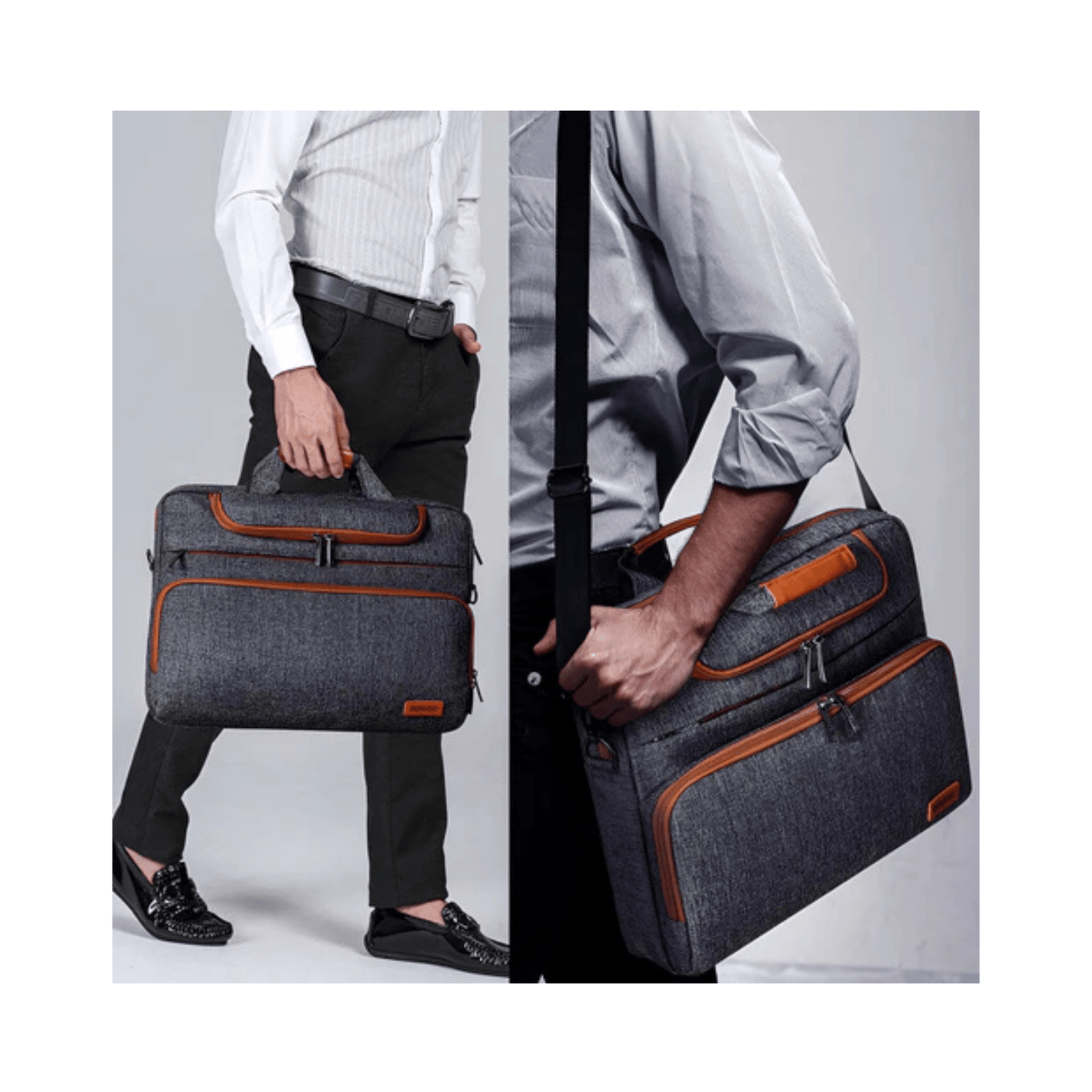CarryQuest® - Multifunctionele Laptoptas met Handvat - Voor Laptops tot 17 inch - Grijs