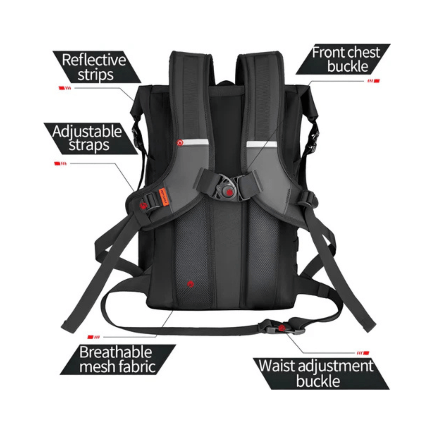 CarryQuest® - Multifunctionele Waterdichte Motorfiets Rugzak - 20L Capaciteit - Moto Tas - Zwart