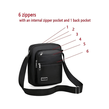 CarryQuest® - Nylon Schoudertas Messenger Bag Rits Handtas - Mannen - Zwart