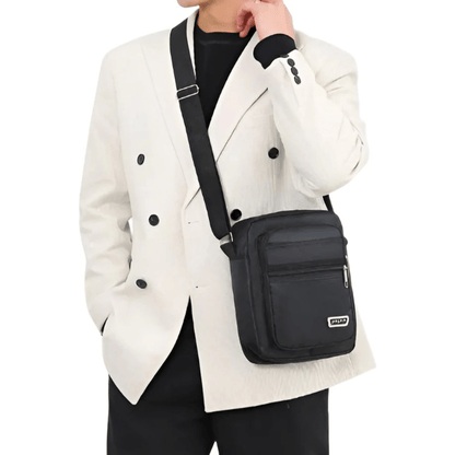 CarryQuest® - Nylon Schoudertas Messenger Bag Rits Handtas - Mannen - Zwart