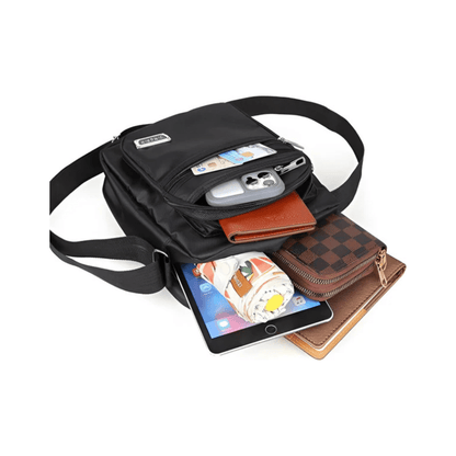 CarryQuest® - Nylon Schoudertas Messenger Bag Rits Handtas - Mannen - Zwart