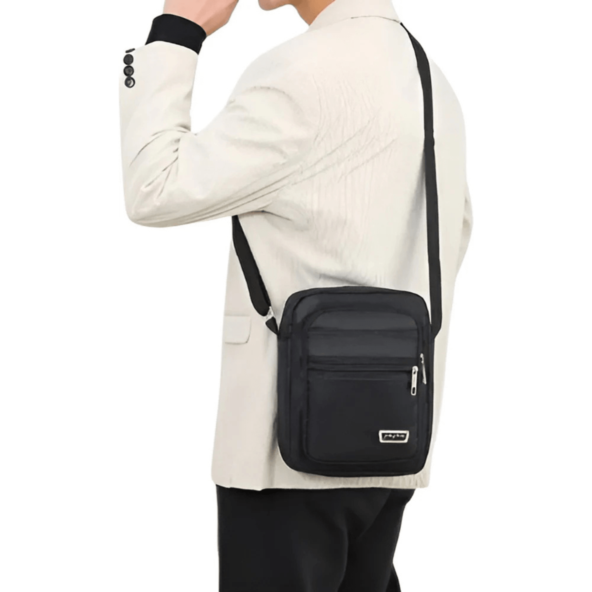 CarryQuest® - Nylon Schoudertas Messenger Bag Rits Handtas - Mannen - Zwart