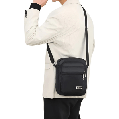 CarryQuest® - Nylon Schoudertas Messenger Bag Rits Handtas - Mannen - Zwart