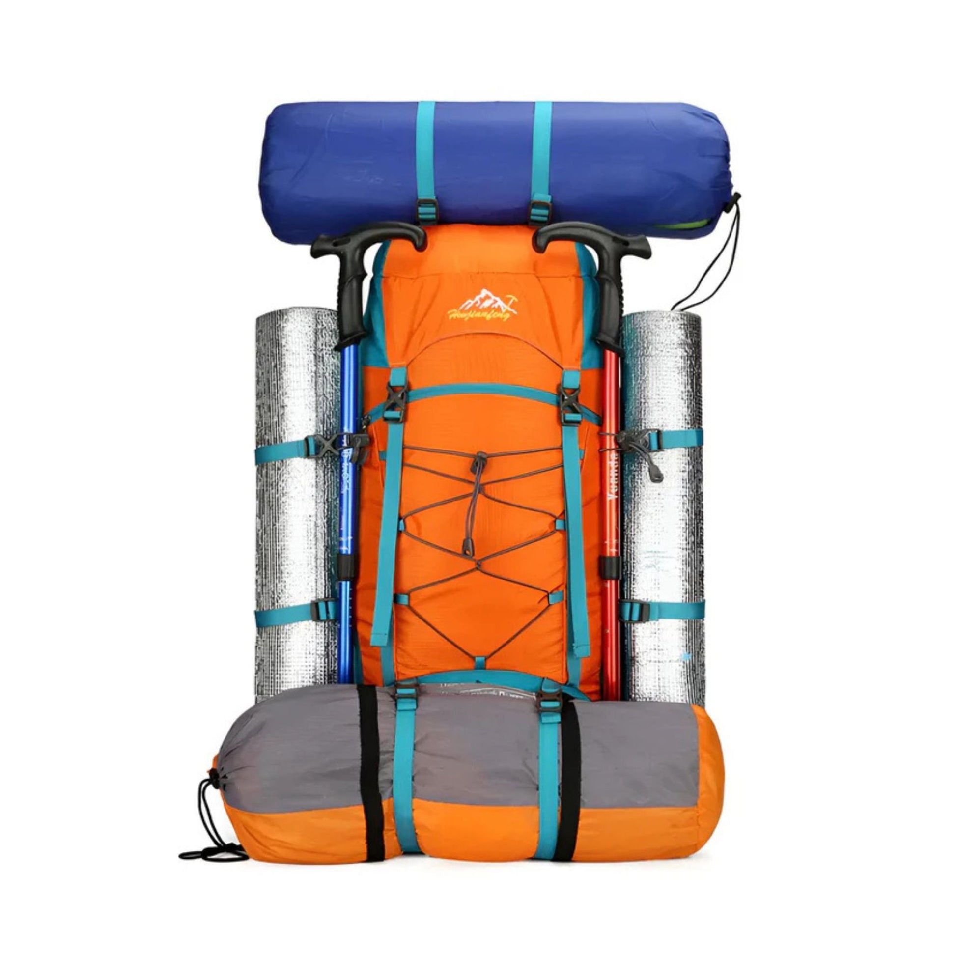 CarryQuest® - Outdoor Bergbeklimming Rugzak 65L - Afneembare Schouderriem + Schoenentas - Wandeltassen - Groen