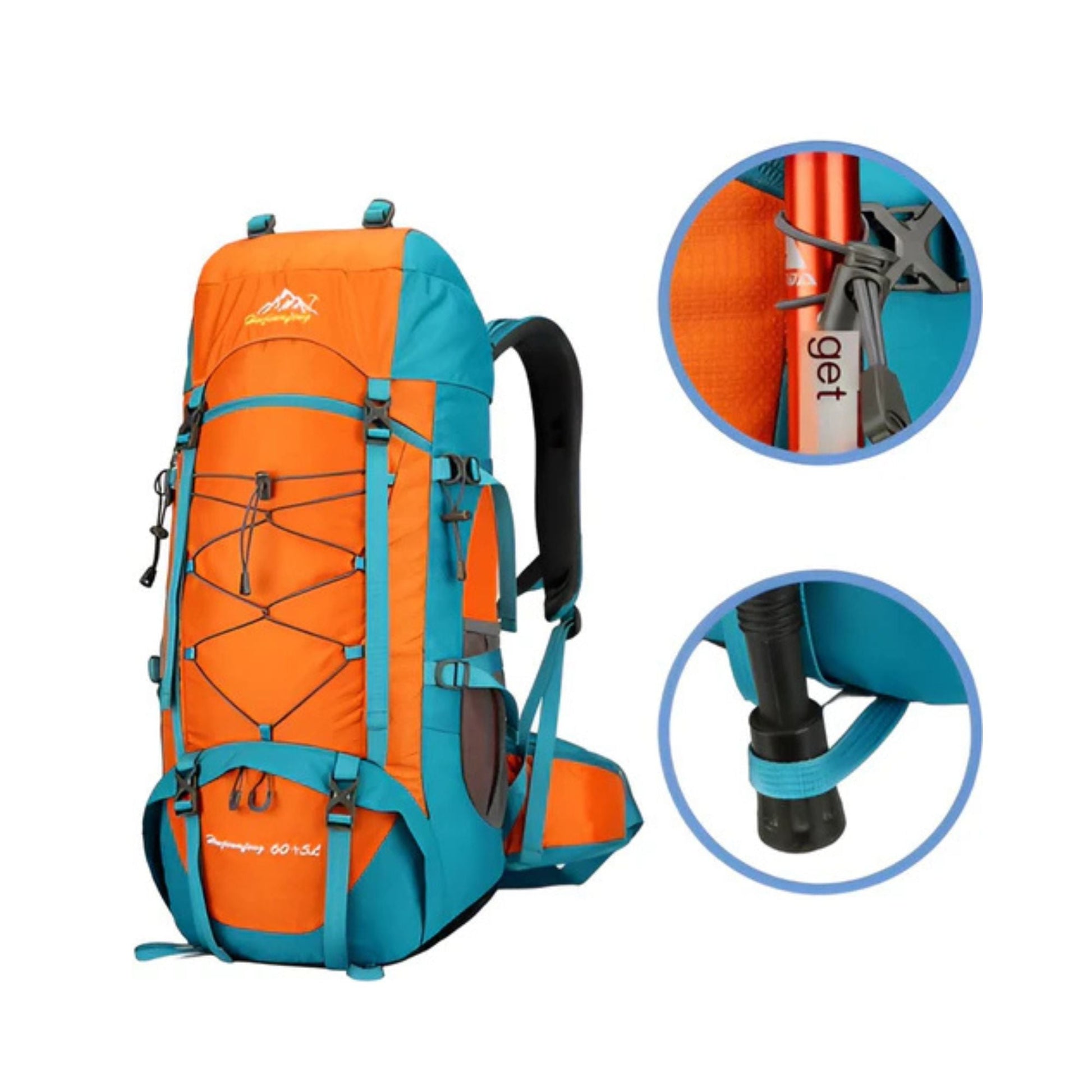 CarryQuest® - Outdoor Bergbeklimming Rugzak 65L - Afneembare Schouderriem + Schoenentas - Wandeltassen - Zwart