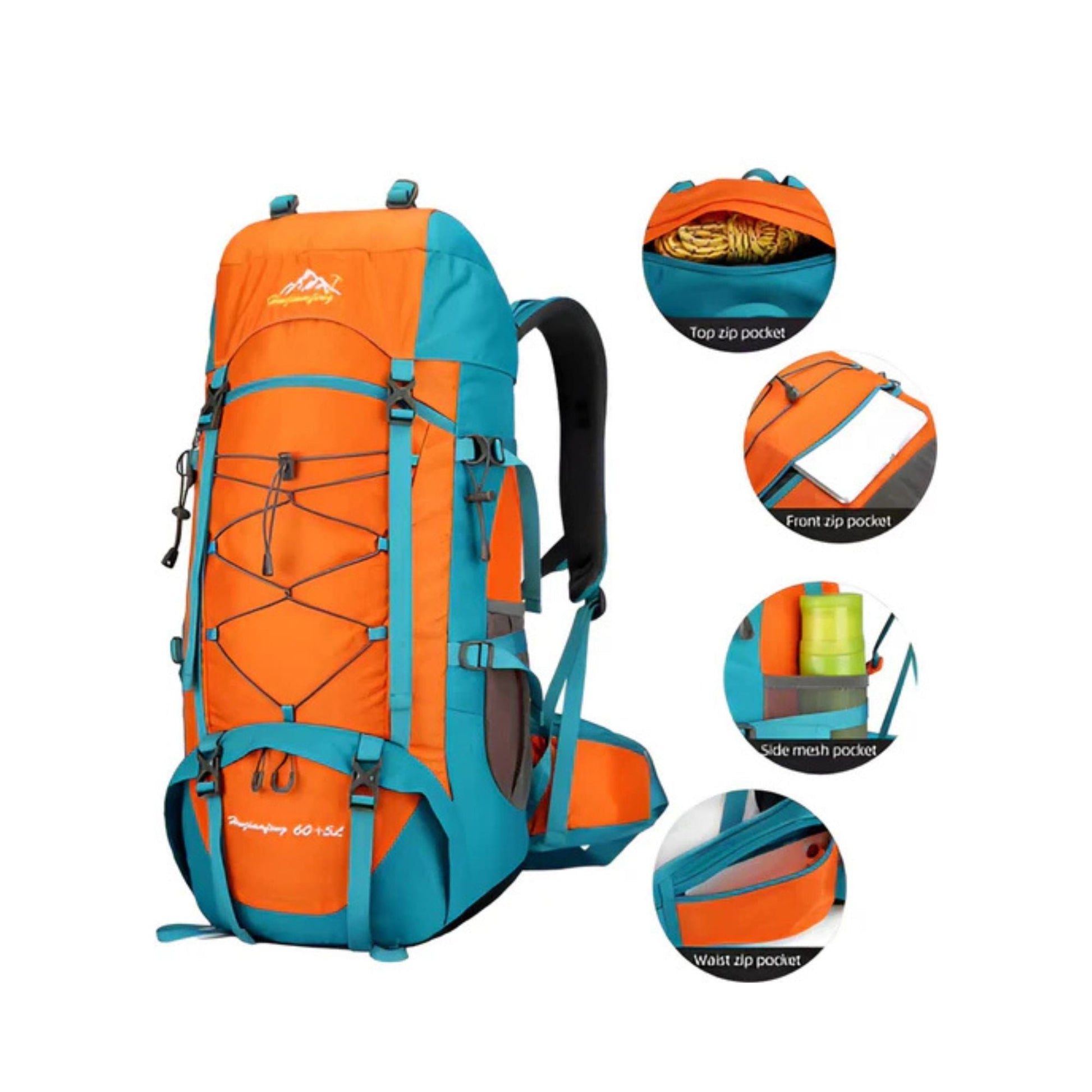 CarryQuest® - Outdoor Bergbeklimming Rugzak 65L - Afneembare Schouderriem + Schoenentas - Wandeltassen - Zwart