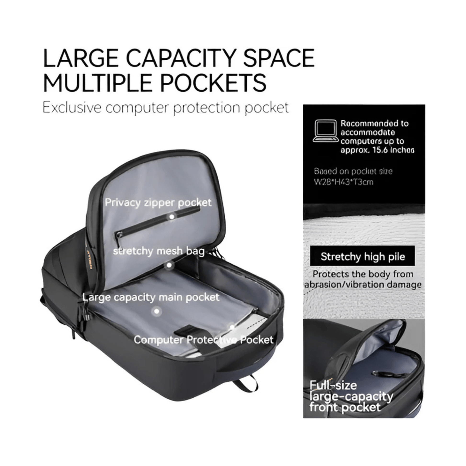 CarryQuest® - Oxford Reis Heren Laptop Rugzak - Waterdicht - Comfortabel & Stijlvol - Zwart