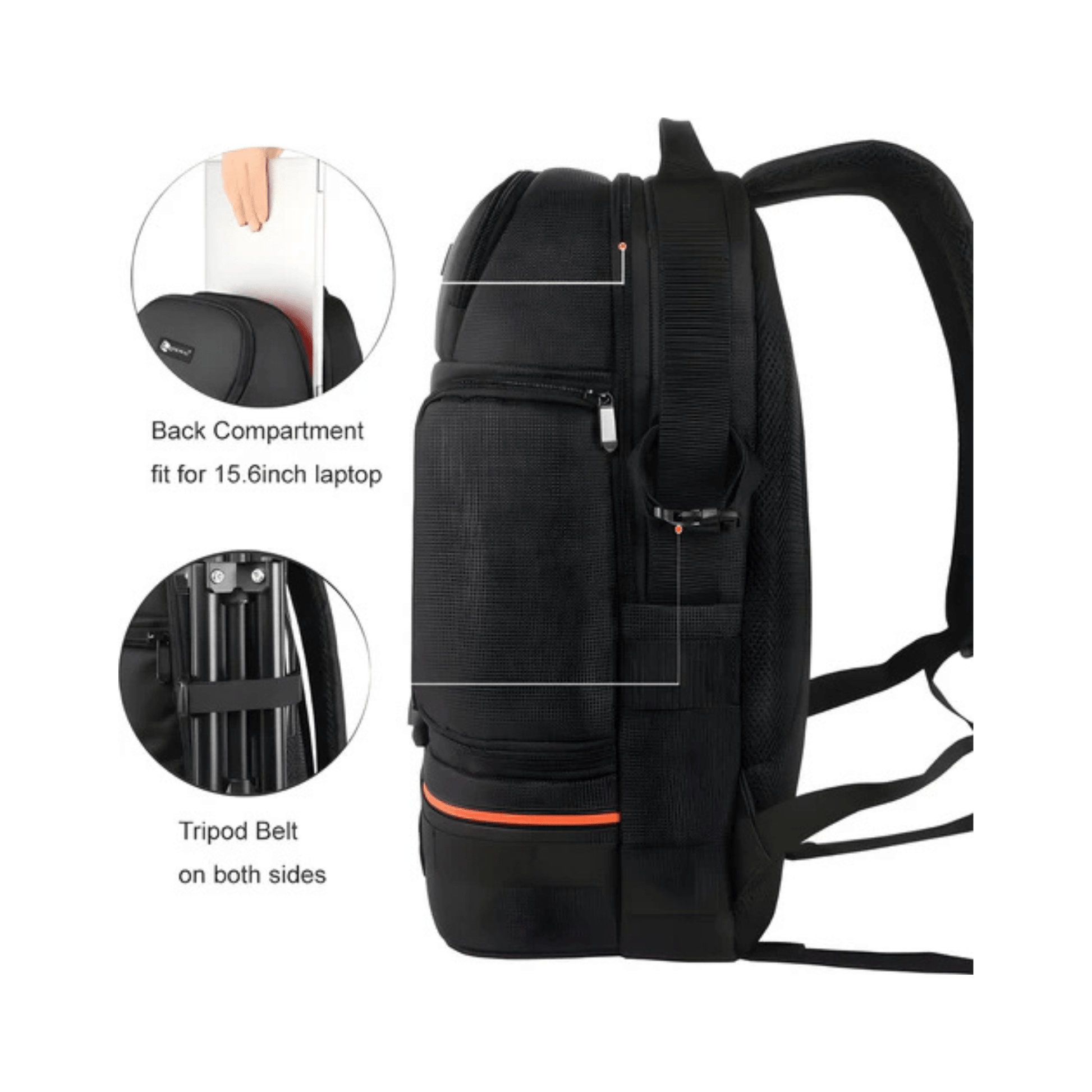 CarryQuest® Professionele Waterdichte Camera Schouders Rugzak - DSLR + 3 Lenzen + 2 Statieven - Oranje