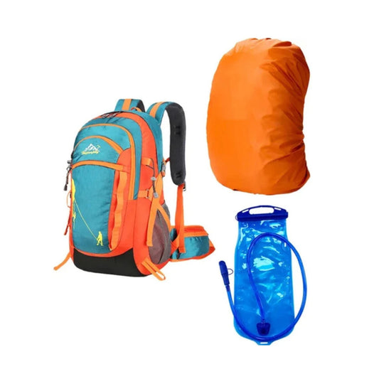 CarryQuest® - Rugzak - Waterzak - Wandel rugzak - Regenhoes - 35L - 2L - Waterzak Wandelen - Groen/Oranje
