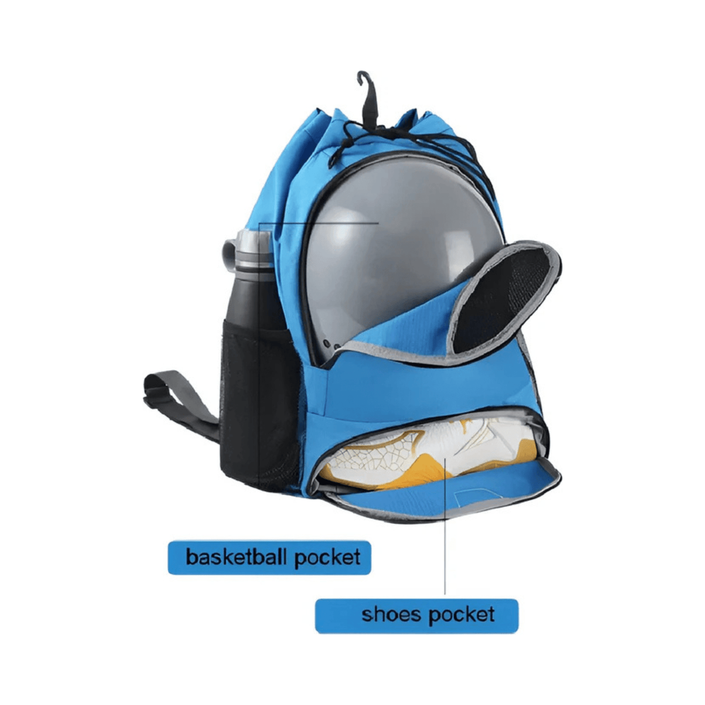 CarryQuest® - Sporttas met trekkoord Basketbalrugzak - Zwart
