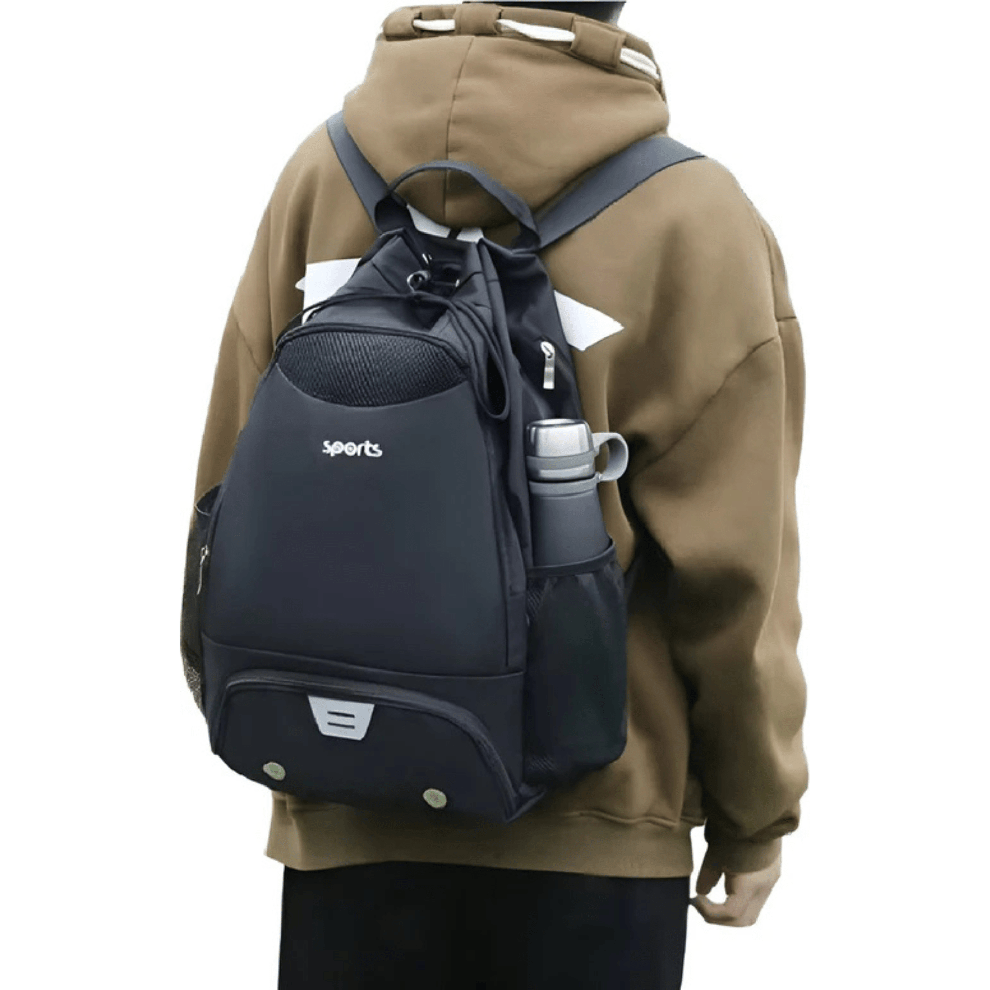 CarryQuest® - Sporttas met trekkoord Basketbalrugzak - Zwart