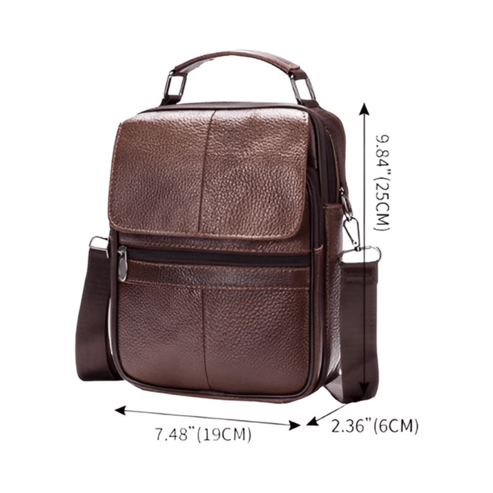 CarryQuest® - Stijlvol & Praktisch - Verstelbare Schouderband - Echt Leder - Koffie