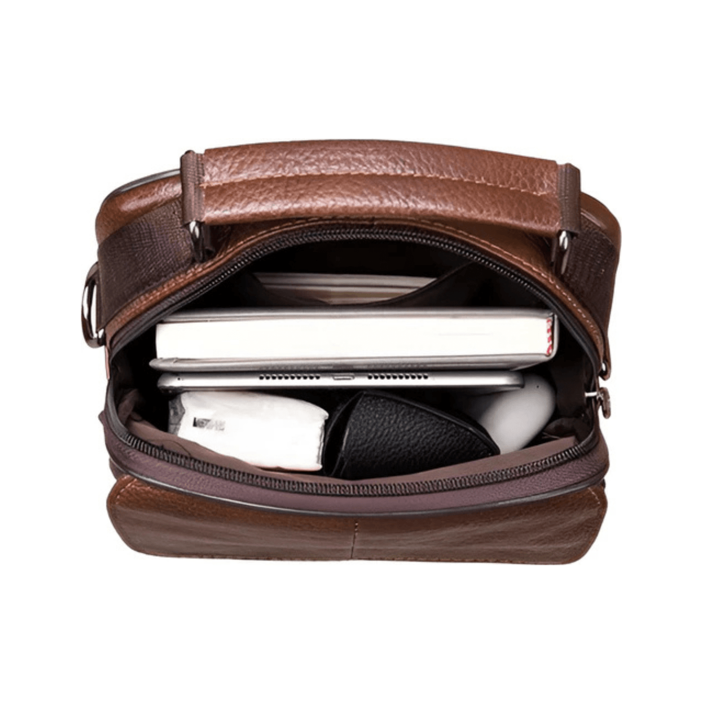 CarryQuest® - Stijlvol & Praktisch - Verstelbare Schouderband - Echt Leder - Koffie