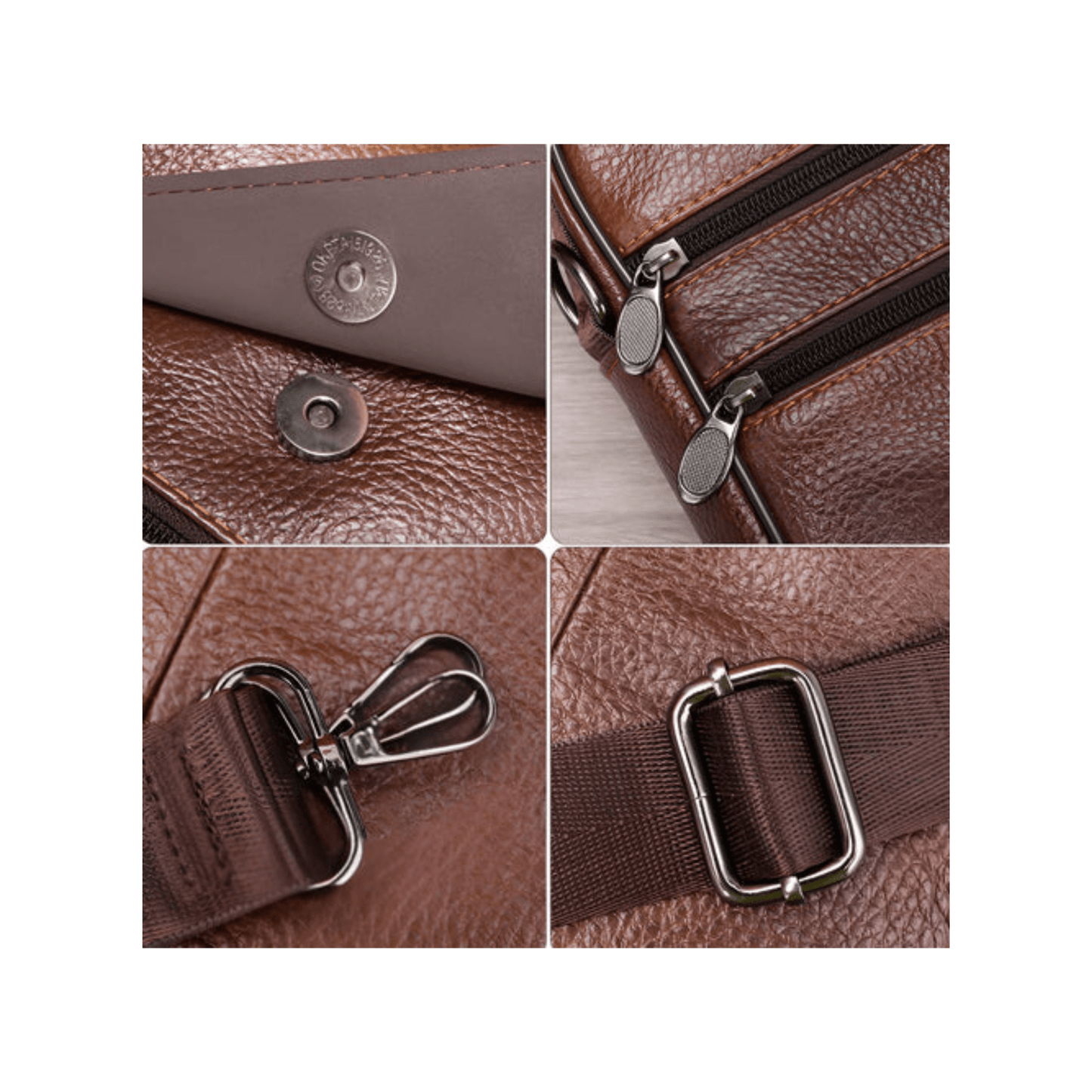 CarryQuest® - Stijlvol & Praktisch - Verstelbare Schouderband - Echt Leder - Koffie