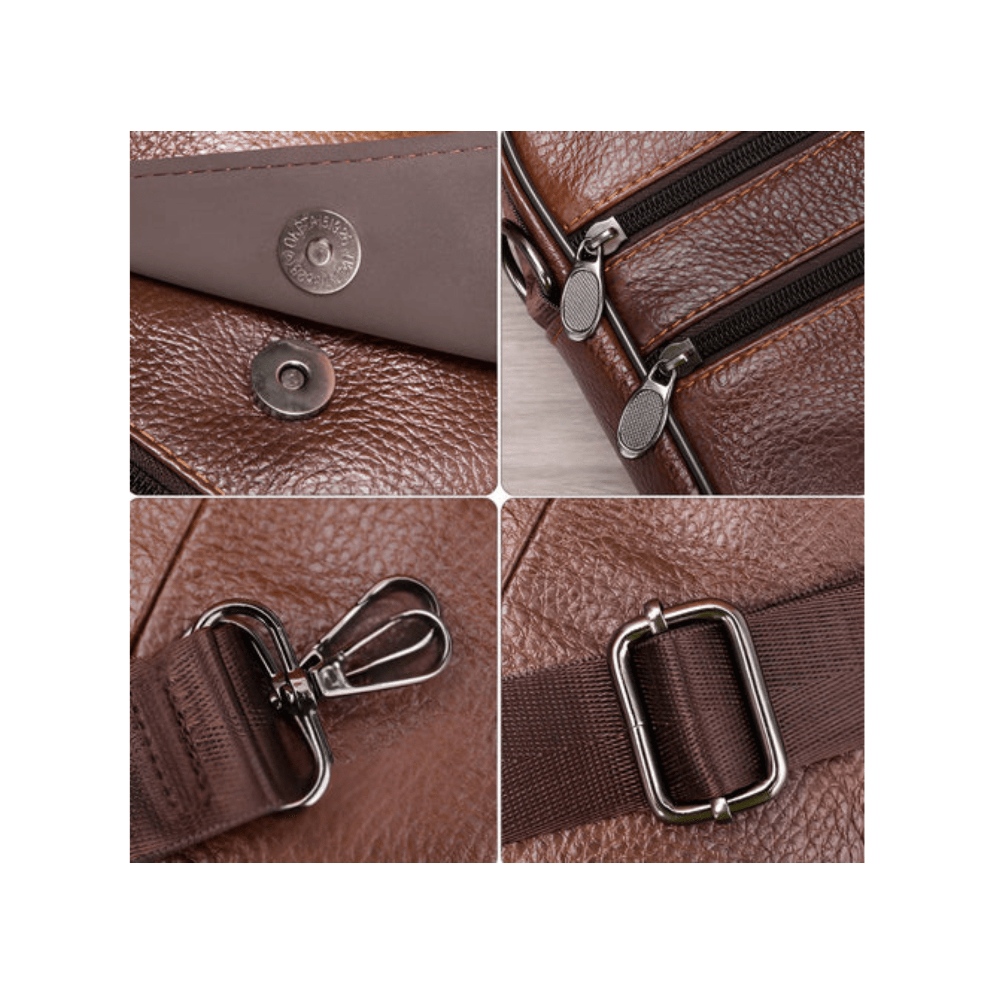 CarryQuest® - Stijlvol & Praktisch - Verstelbare Schouderband - Echt Leder - Koffie