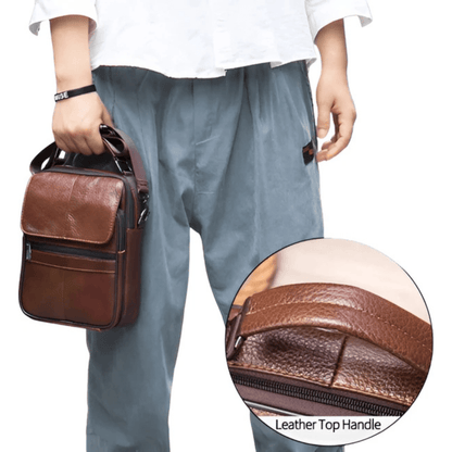 CarryQuest® - Stijlvol & Praktisch - Verstelbare Schouderband - Echt Leder - Koffie