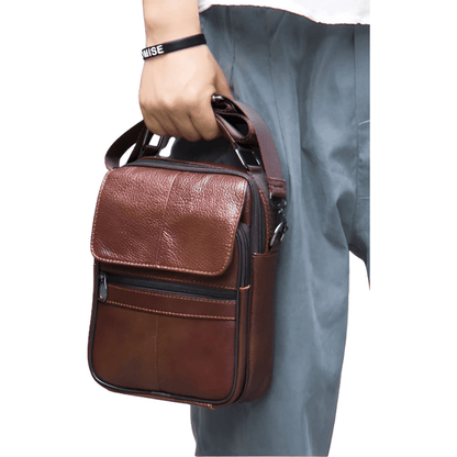 CarryQuest® - Stijlvol & Praktisch - Verstelbare Schouderband - Echt Leder - Koffie