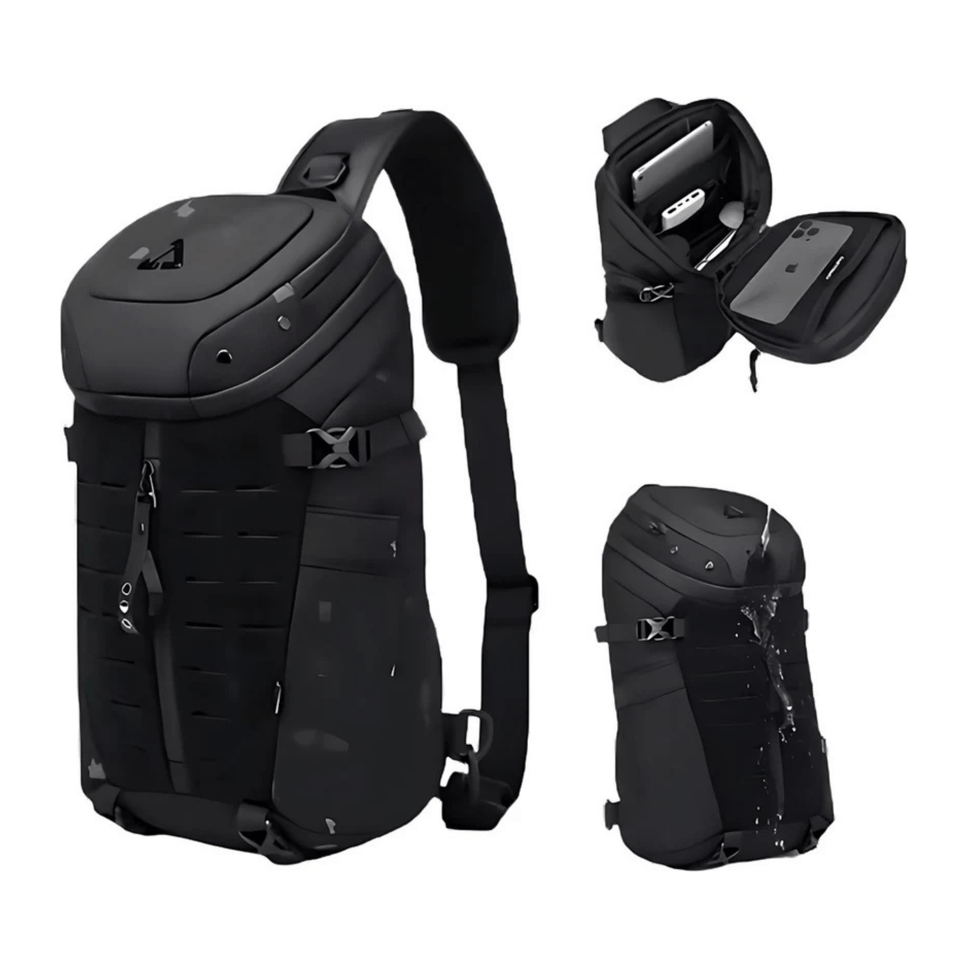 CarryQuest® - Stijlvolle Reisrugzak met Externe USB - PU - leer - Unisex - Casual Design - Zwart