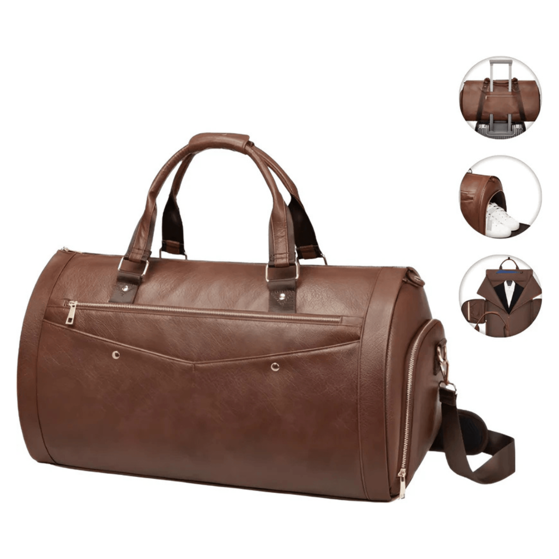 CarryQuest® - Suite Bag - PU Leder - Duffel Bag - Weekendtassen - Bruin