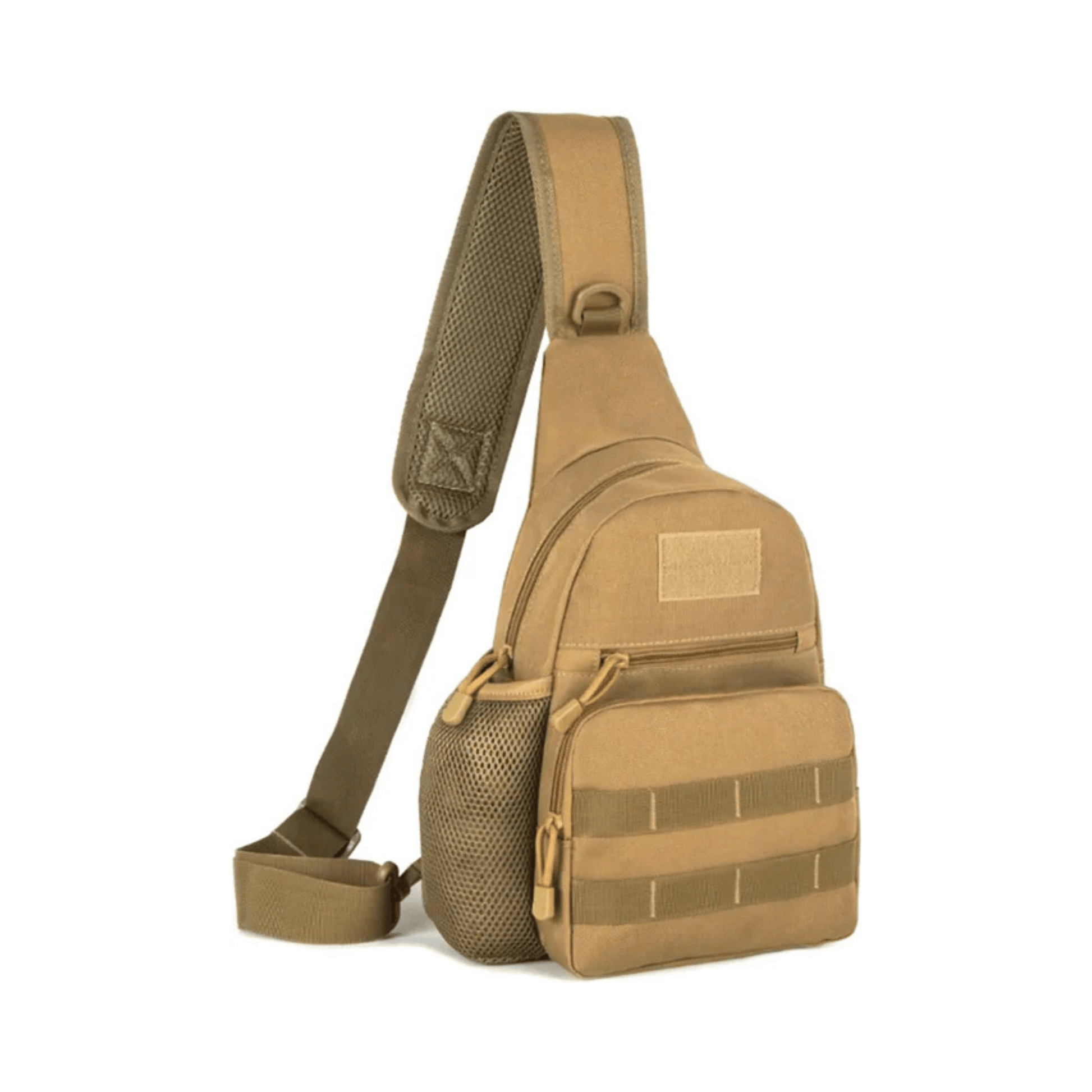 CarryQuest® - Tactische Rugzakschoudertas - Militaire 600D Oxford - stof - Ruim hoofdcompartiment - Verstelbare borst - en heupgordelsluiting - Khaki