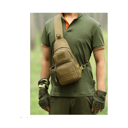 CarryQuest® - Tactische Rugzakschoudertas - Militaire 600D Oxford - stof - Ruim hoofdcompartiment - Verstelbare borst - en heupgordelsluiting - Khaki