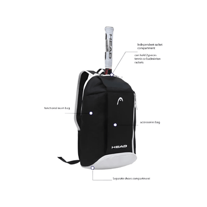 CarryQuest® - Tennis Racket - Grote Capaciteit - 1 - 2 Rackets - Tennis - Badminton - Groen
