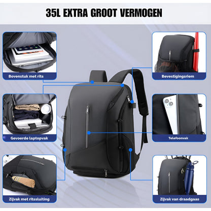 CarryQuest® - Tennisrugzak - Voetbalrugzak - Basketbalrugzak - Zwart