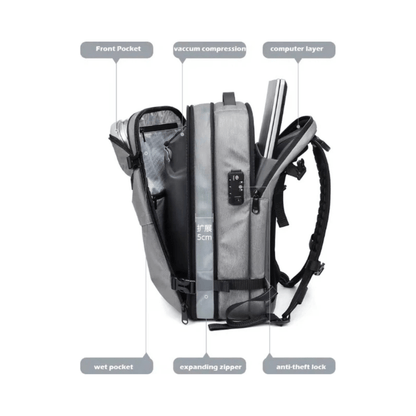 CarryQuest® - Vacuum Rugzak Pro1 - Inclusief Pomp - Donker Grijs