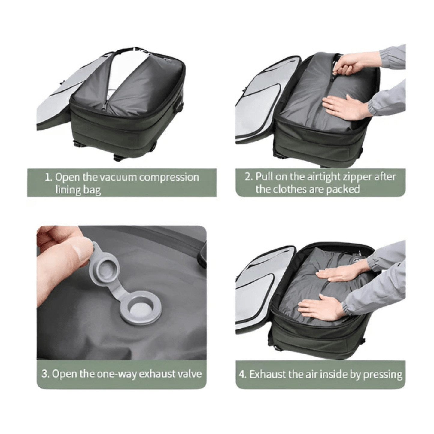 CarryQuest® - Vacuum Rugzak Pro2 - Inclusief Pomp - Zwart