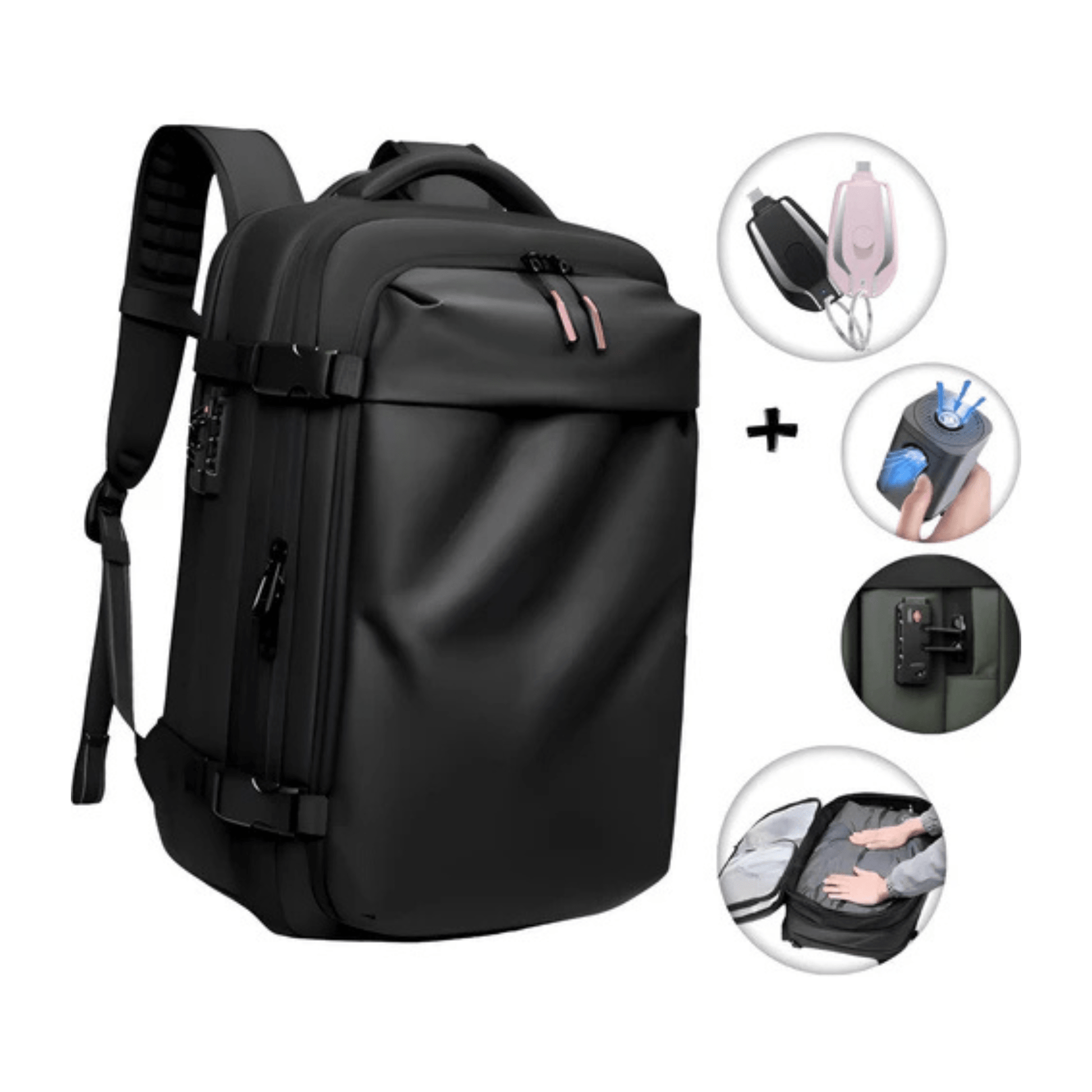 CarryQuest® - Vacuum Rugzak Pro2 - Inclusief Pomp - Zwart