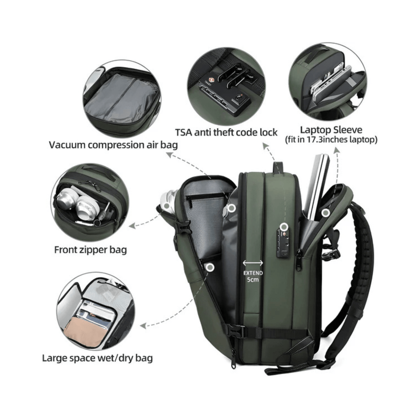 CarryQuest® - Vacuum Rugzak Pro2 - Inclusief Pomp - Zwart