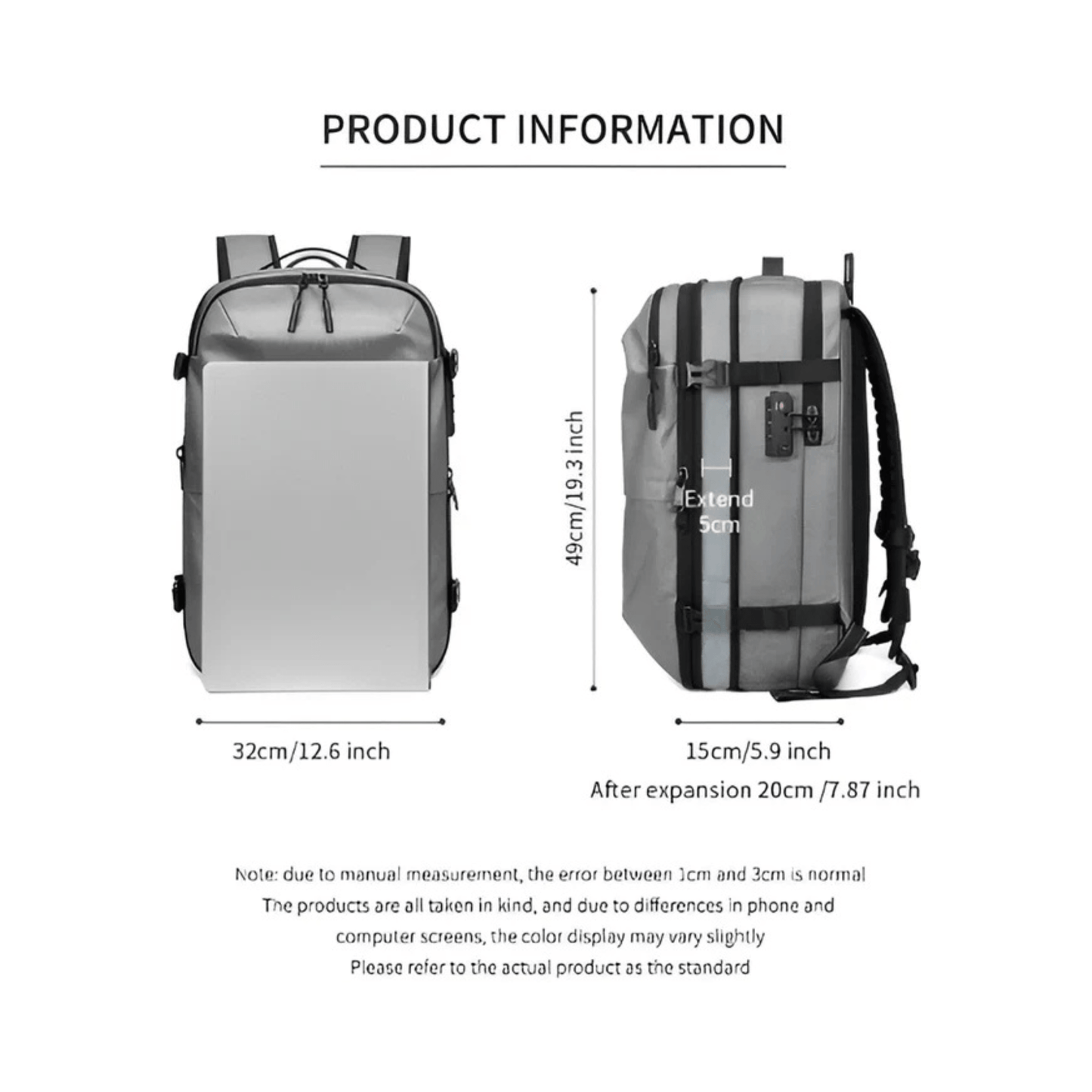 CarryQuest® - Vacuum Rugzak Pro2 - Inclusief Pomp - Zwart