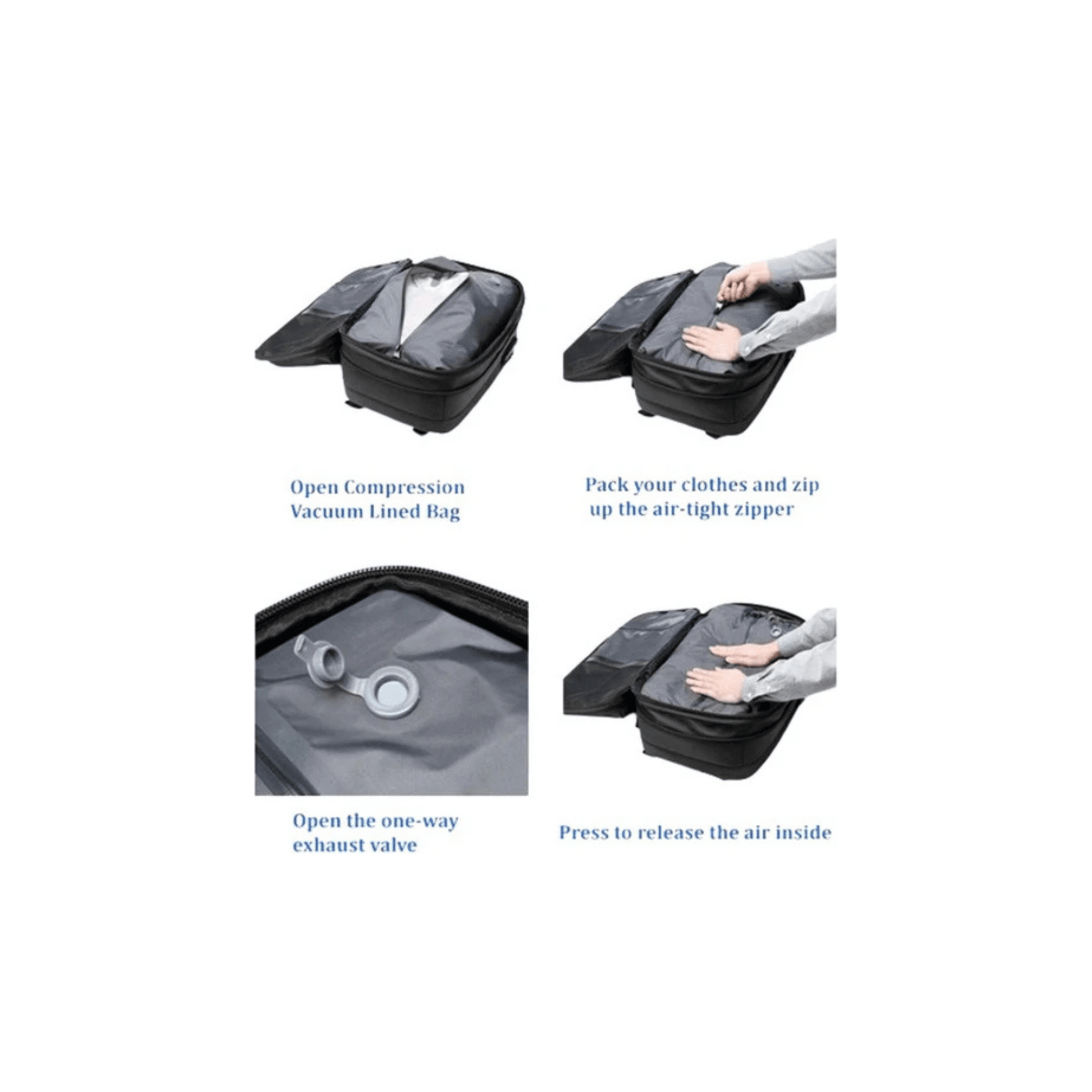 CarryQuest® - Vacuum Rugzak Zen - Incl. Pomp - Grijs